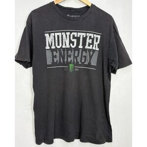 Monster Energy Est.‎ 2002 T-Shirt Mens Black Cotton Crew Neck Graphic Large Y2K